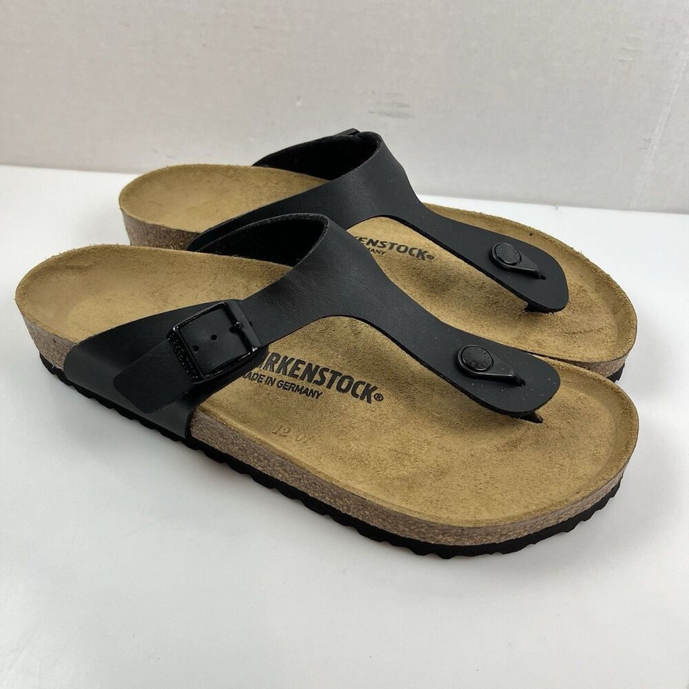 Birkenstock Gizeh Black Birko-Flor Thong Sandals Men's Size 9 EU 42 Leather